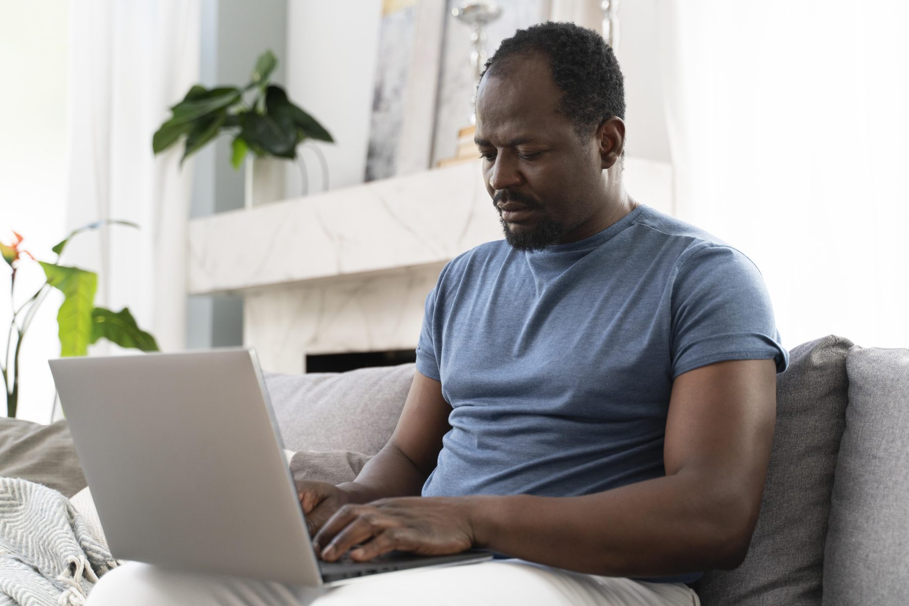 Client reading about family law options at home